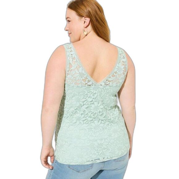 Torrid NWTB Stretch Lace V-Neck Tank Soft green lovely lace PLus size 5x - Picture 4 of 4